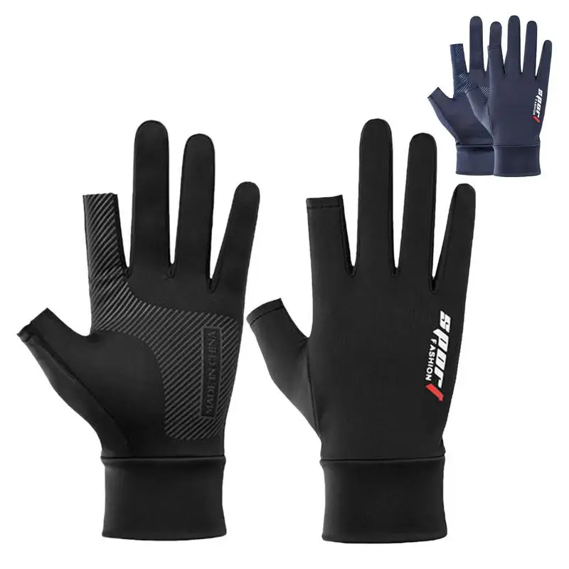 

Перчатки для рыбалки с защитой от УФ-лучей, мужские и женские перчатки с двумя пальцами, Нескользящие летние солнцезащитные перчатки, дышащ...