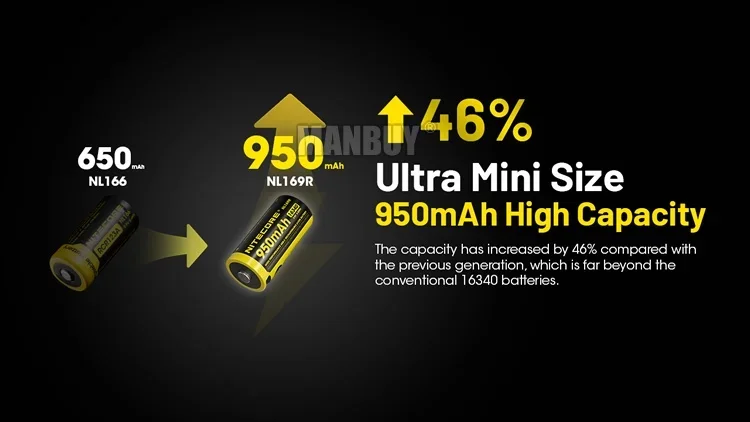 Оригинальный Аккумуляторный литий-ионный аккумулятор Nitecore NL169R 950 мАч 3 6 В 16340 Вт-ч