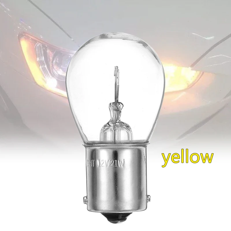 

10PCS S25 1156 1141 BA15S Signal Lamp Car Turn Signal Lights Car Halogen Bulb Turn Singal light Reverse Lamp Yellow Bulb DC12V