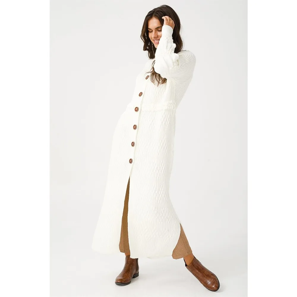 

Длинный кардиган на пуговицах, в полную длину