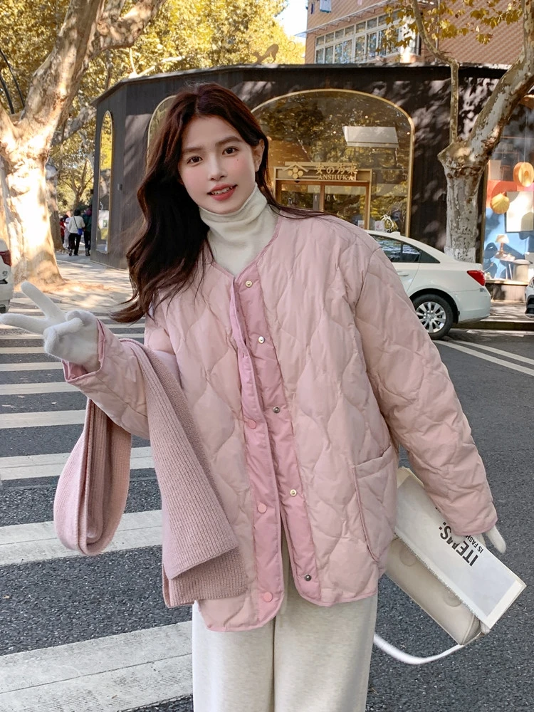 With Scarf Pink Graceful Down jacket Women Winter 2024 New French sle Gentle Wind Milk Hu Small Hot