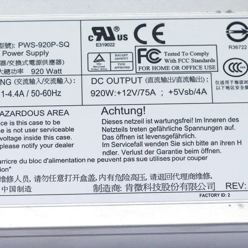 Origidnal PWS-920P-SQ PWS-920P-1R Восстановленный блок питания 920 Вт для резервного источника 1U