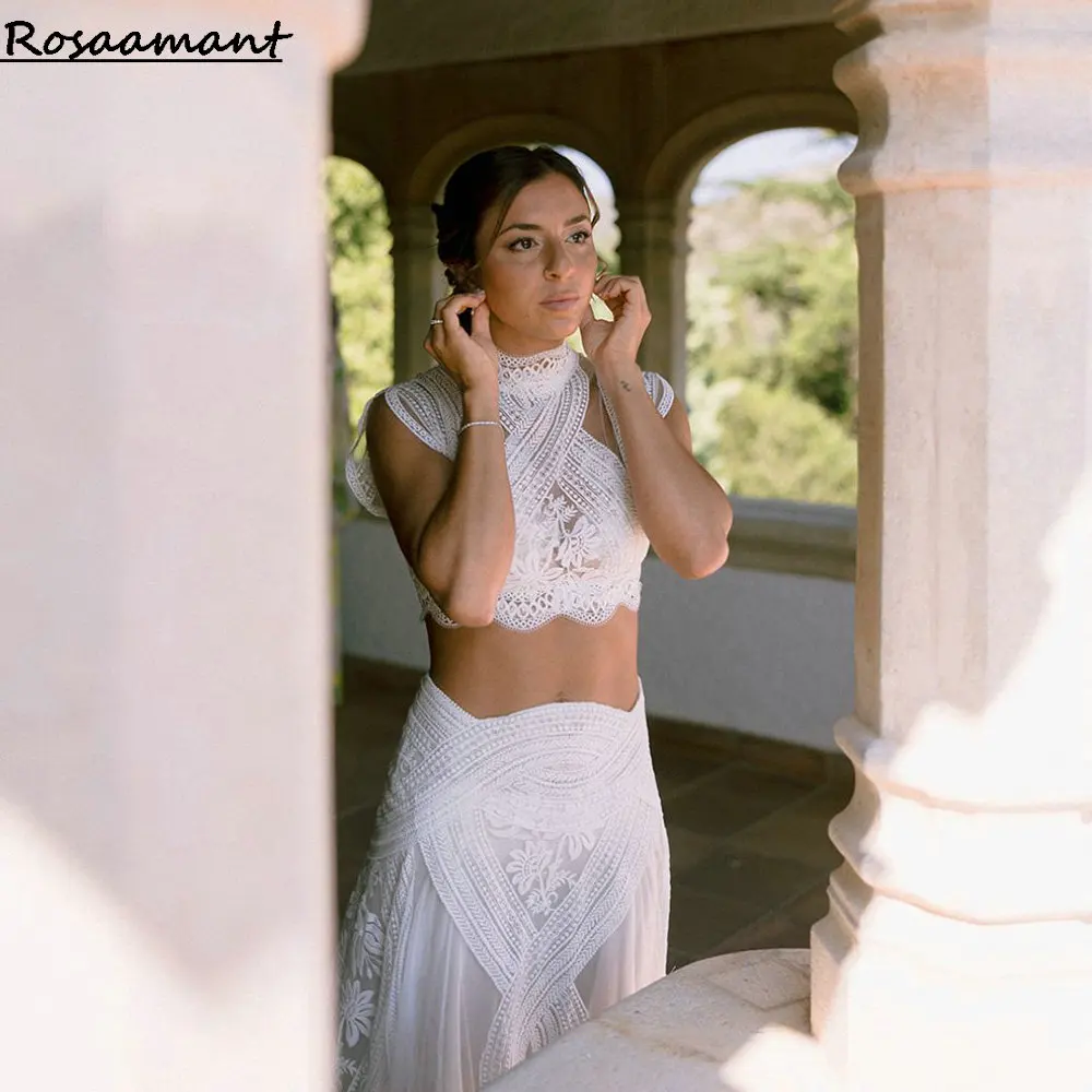 Богемное иллюзионное свадебное платье-Русалка из двух частей с кружевной