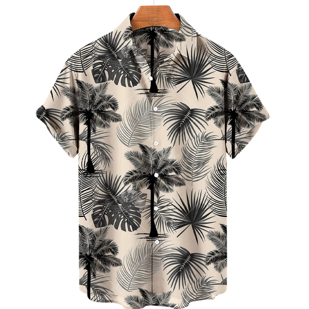 New Men's Clothing Summer Lightweight Short Sleeve Hawaiian Shirts Casual Fashion V-neck Shirts Loose Street Tops