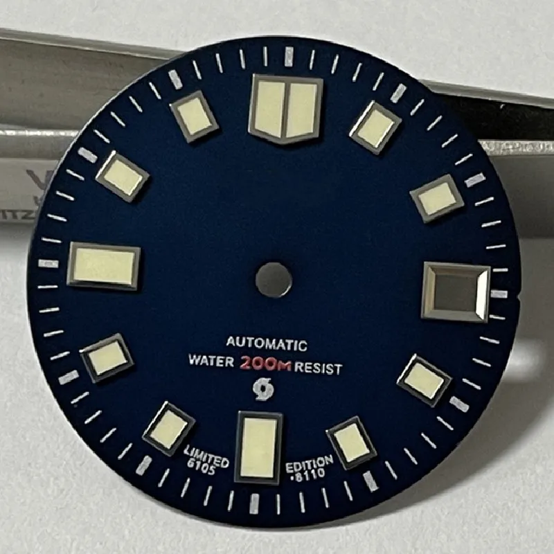 Abalone 6105 dial blue black for NH35A/36 movement diving watches modified Japanese Super C3 luminous 28.5mm Date