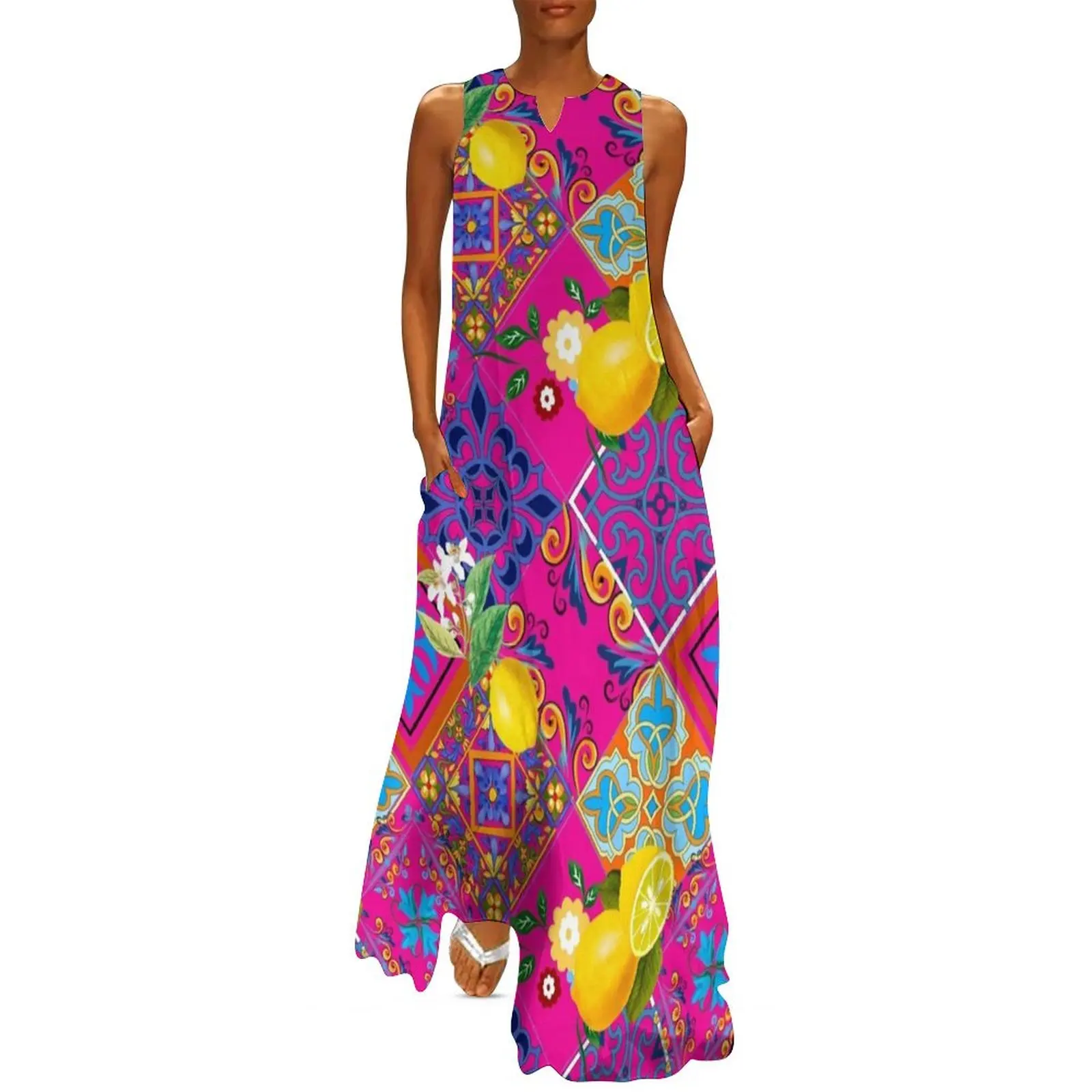 Плитка мозаика азуледжо ковдра Португальская majolica лимоны цитрусовые. Длинное