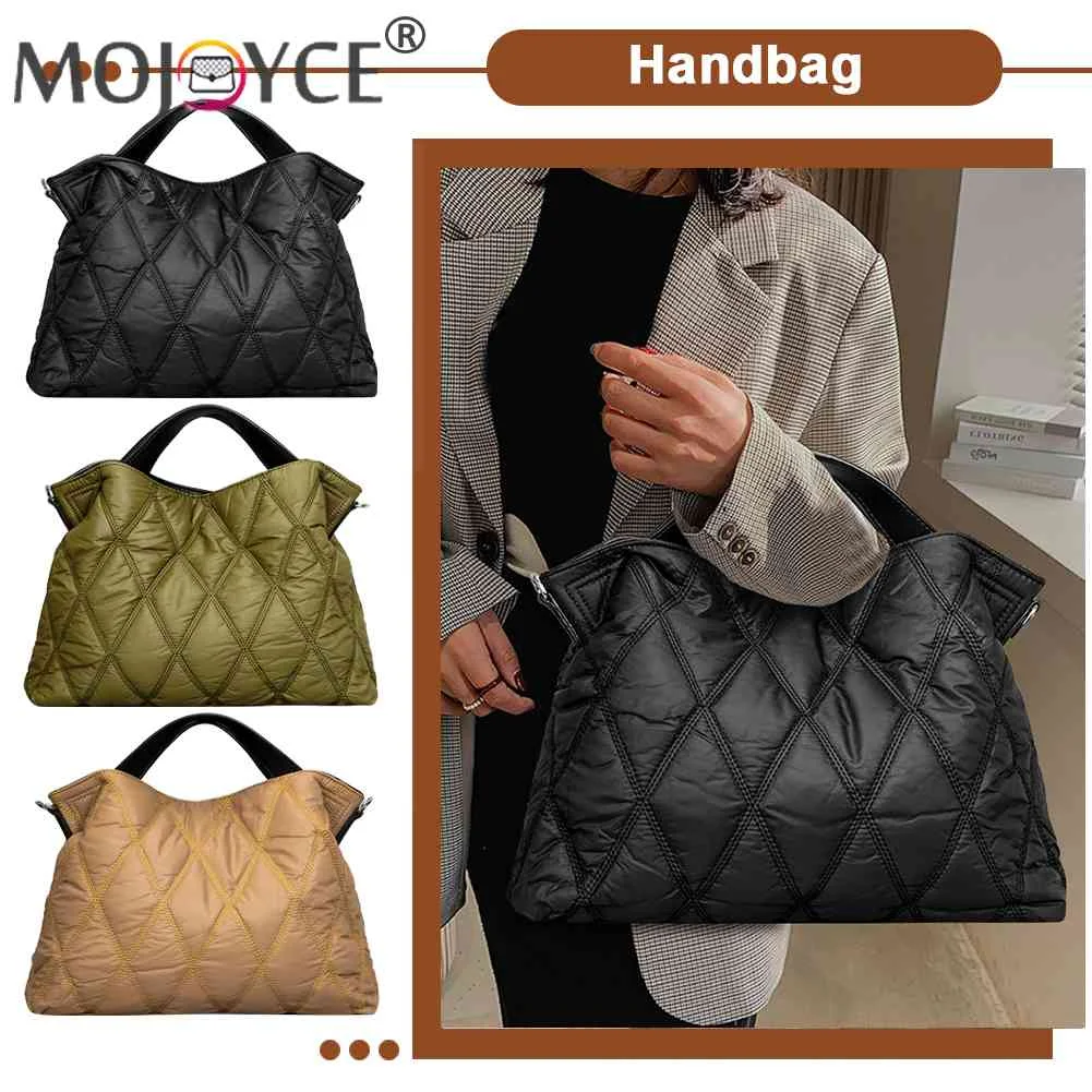 

Ромбовидная Сетчатая Сумка с хлопковой подкладкой, элегантная осенне-зимняя женская сумка-тоут, простая модная теплая нейлоновая портатив...