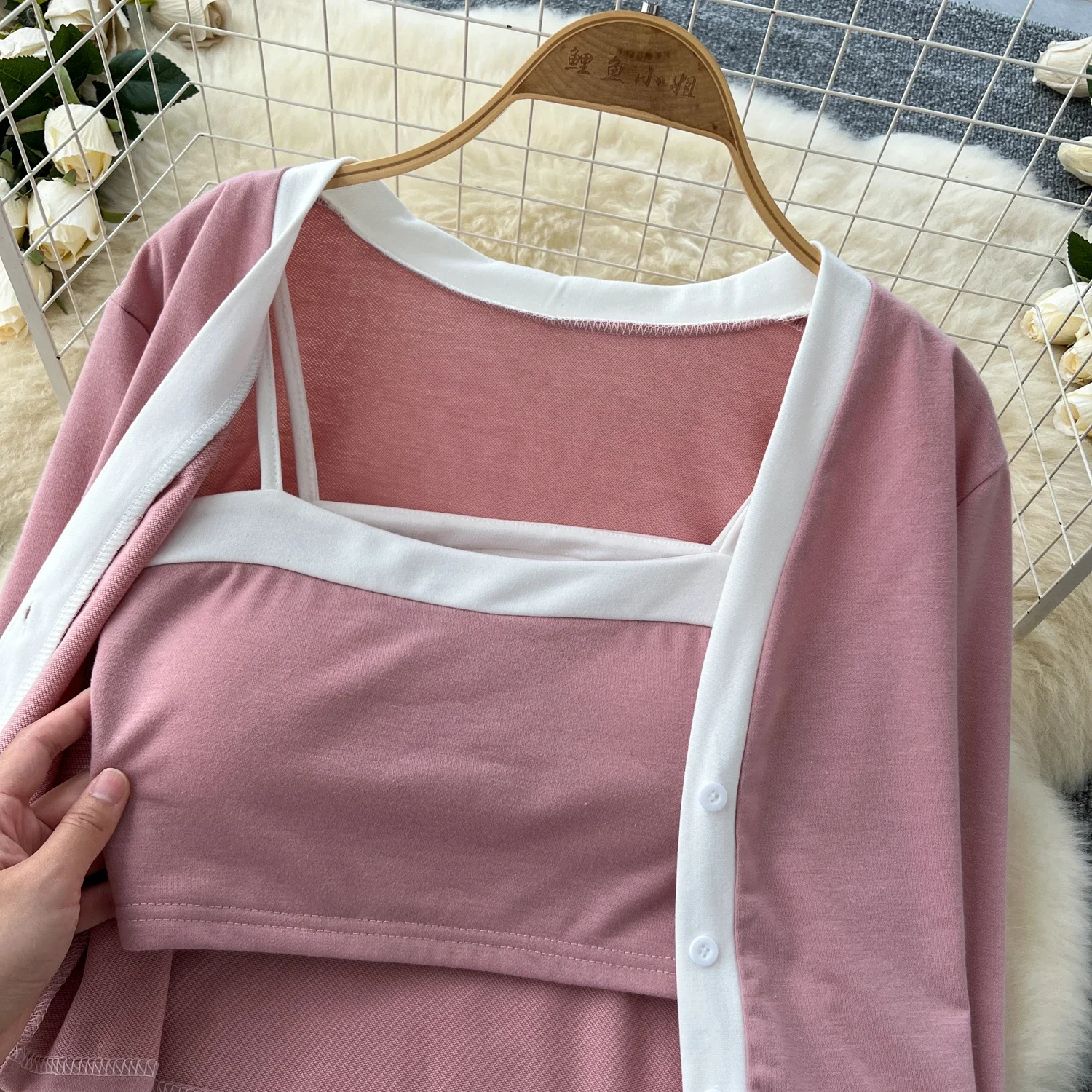 Женский комплект из трех предметов винтажный топ на бретельках пиджак с длинным