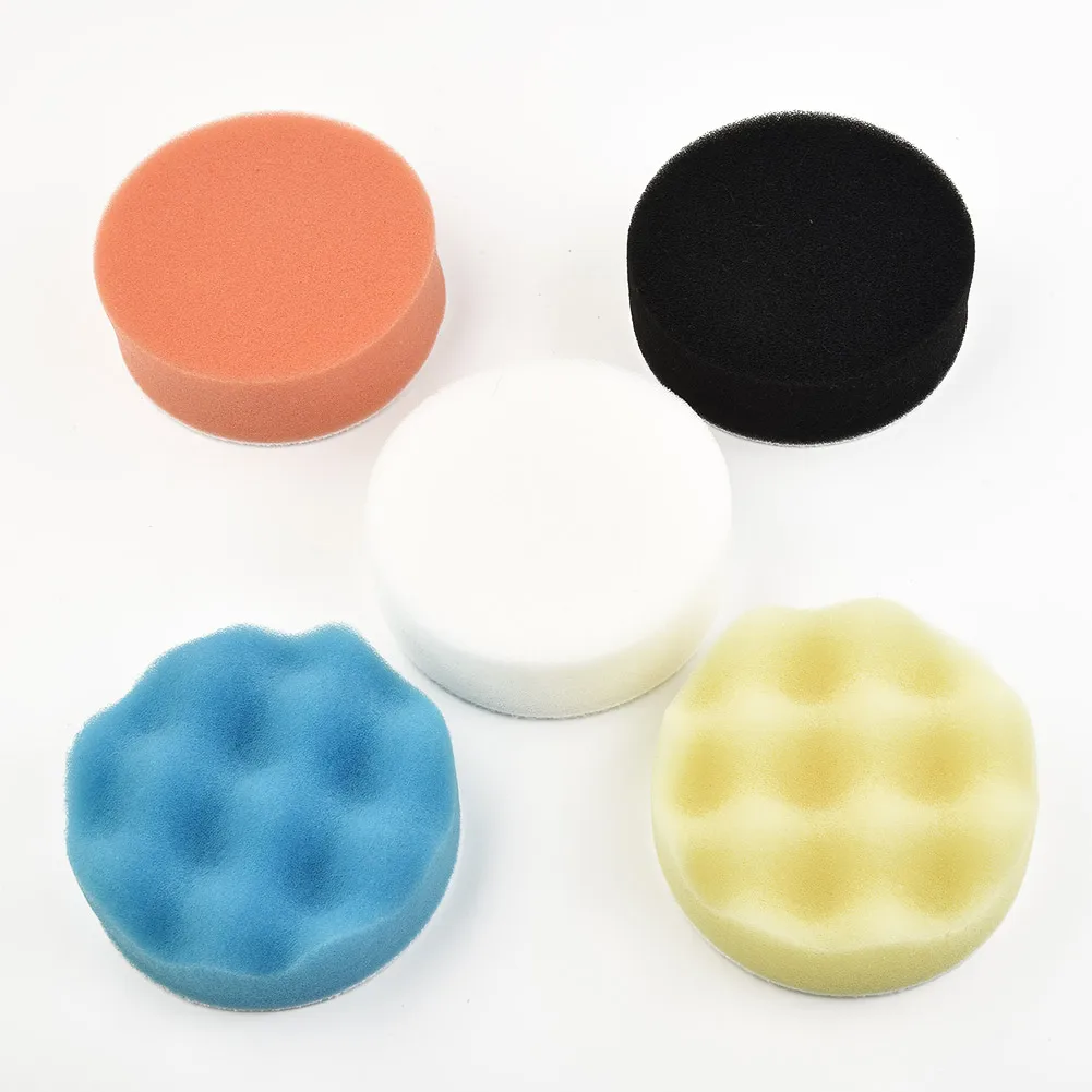 

50pcs 3 Inch/75mm Diameter Polishing Pads Sponge Sanding Buffing Discs Car Cleaning Waxing Tool Orange Yellow Blue Black