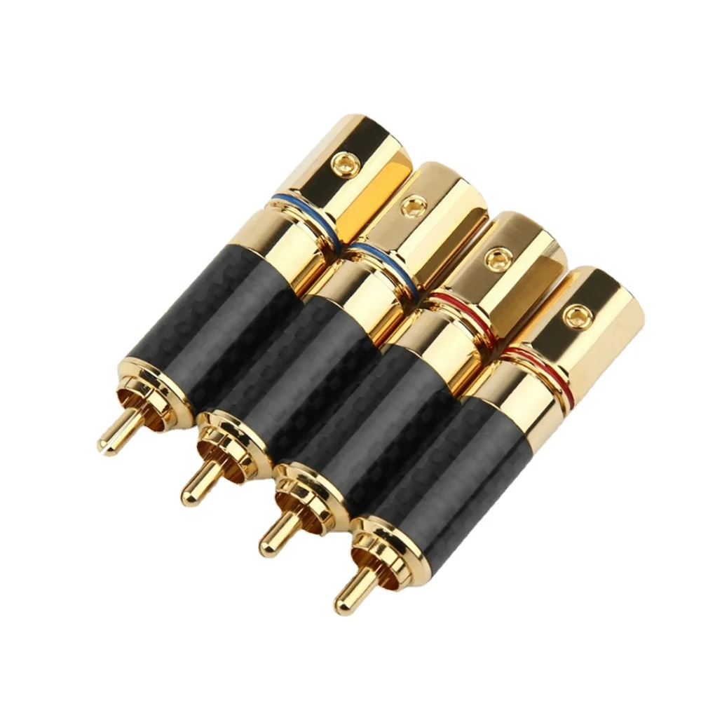

4 шт. углеродного волокна RCA штекер Hi-Fi аудио Jack чистый Медь Динамик штекер DIY сварочная проволока разъем адаптера
