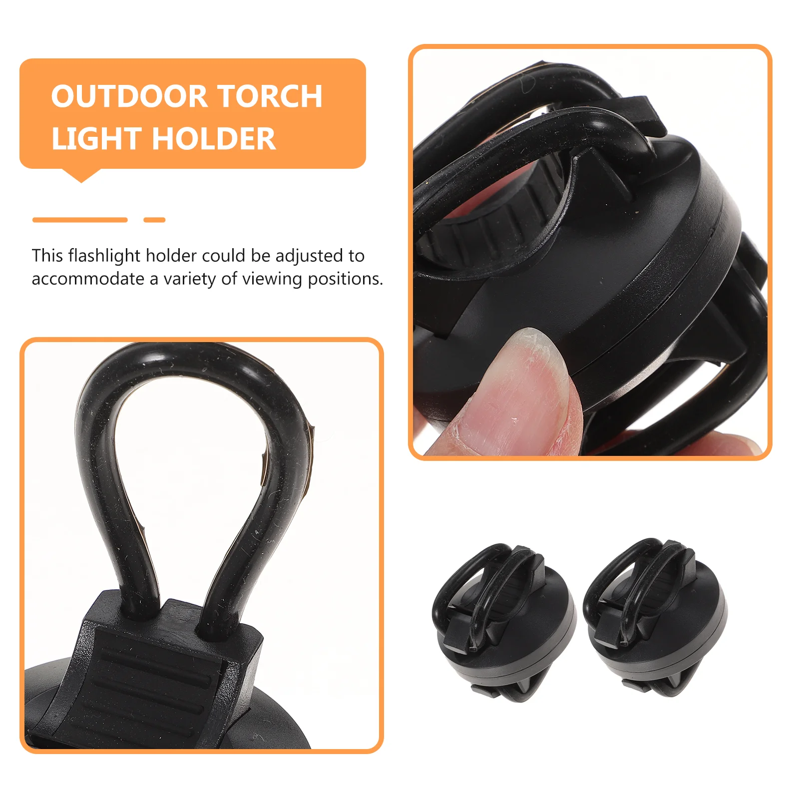 

2Pcs 360 Degree Adjustable Flashlight Retaining Holder Durable Front Light Brackets for Outdoor Cycling Camping Hiking Black