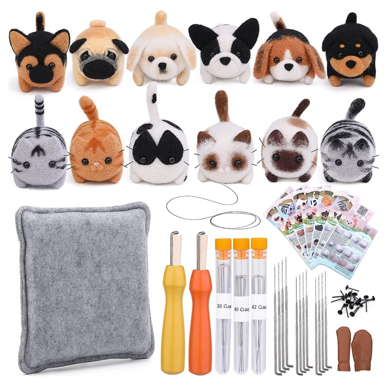 

1Set Needle Felting Kit Needle Felting Supplies With Instruction,Felting Foam Mat And DIY Needle Craft