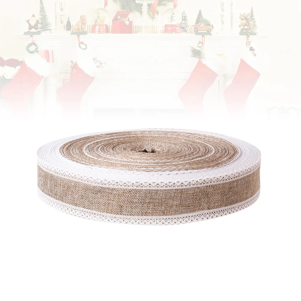 

Ribbon Christmas Burlap Lace Roll Decoration Party Trims Tape Gift Imitation Linen Packing Natural Ornament Fabric Ribbons Jute