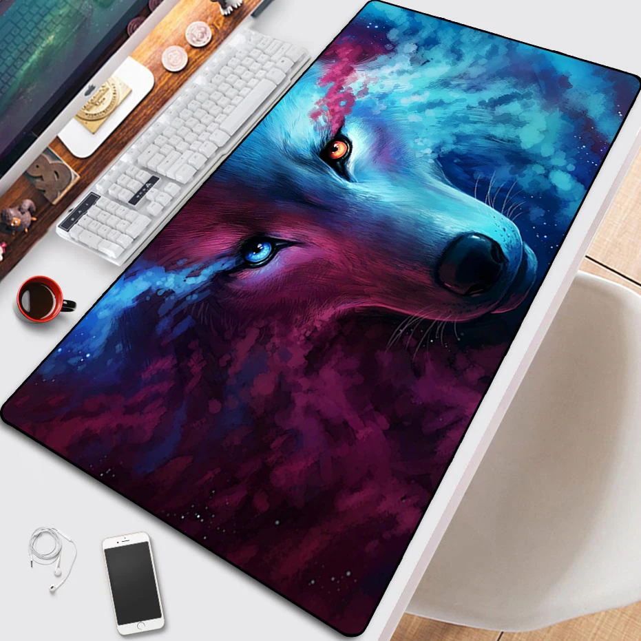 

Art Fantasy Wolf Customized HD Printing Gaming Mousepad Computer Lock Edge Natural Rubber E-sports Desk Pad Large Mouse Pad