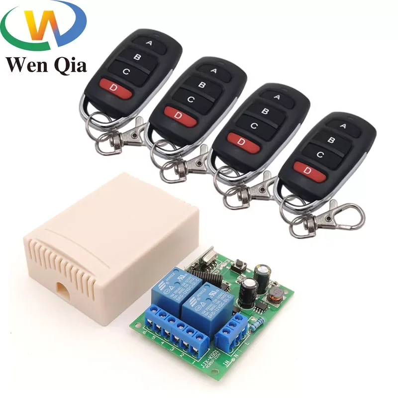 

433MHz Wireless Universal Remote Control AC 220V 10A 2CH rf Relay Receiver and Transmitter for remote light/ Bulb/ Motor switch