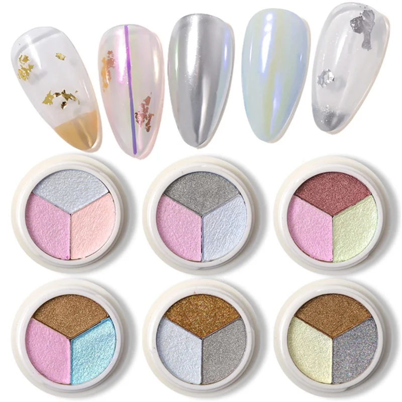 

2/4/6 Colors Holographics Laser Aurora Mirror Nail Glitter Dipping Powder Nail Art UV Gel Silver Gold Pigment Nails Decoration