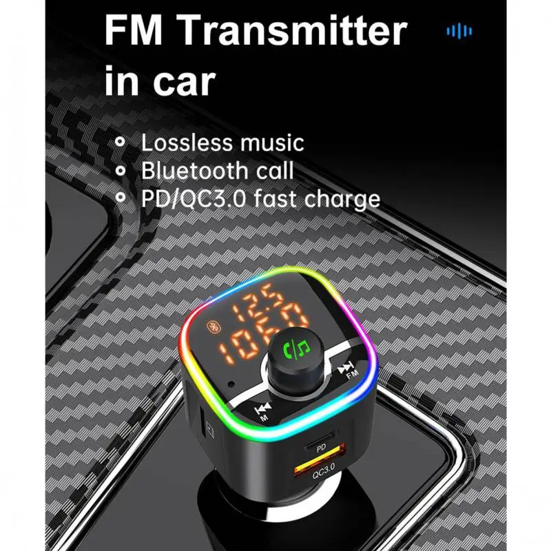 

18W PD Car Charger FM Transmitter Bluetooth-5.0 Handsfree Music MP3 Player Car Kit QC3.0 Fast Charging Adapter Support TF U-disk