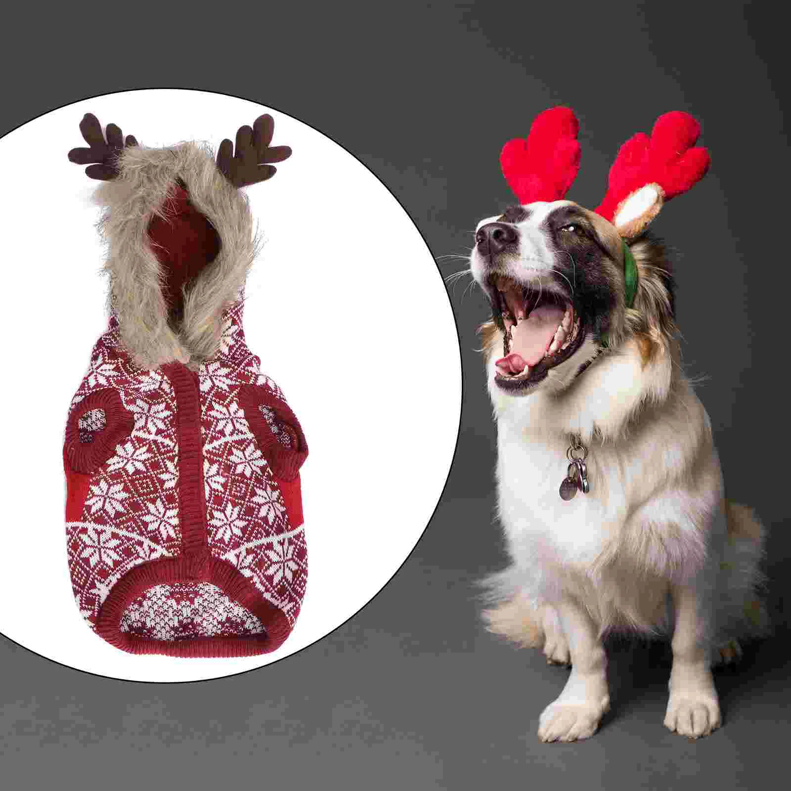 

1Pc Elk Pattern New Year Pet Costume Decorative Funny Pet Sweater Xmas Decor