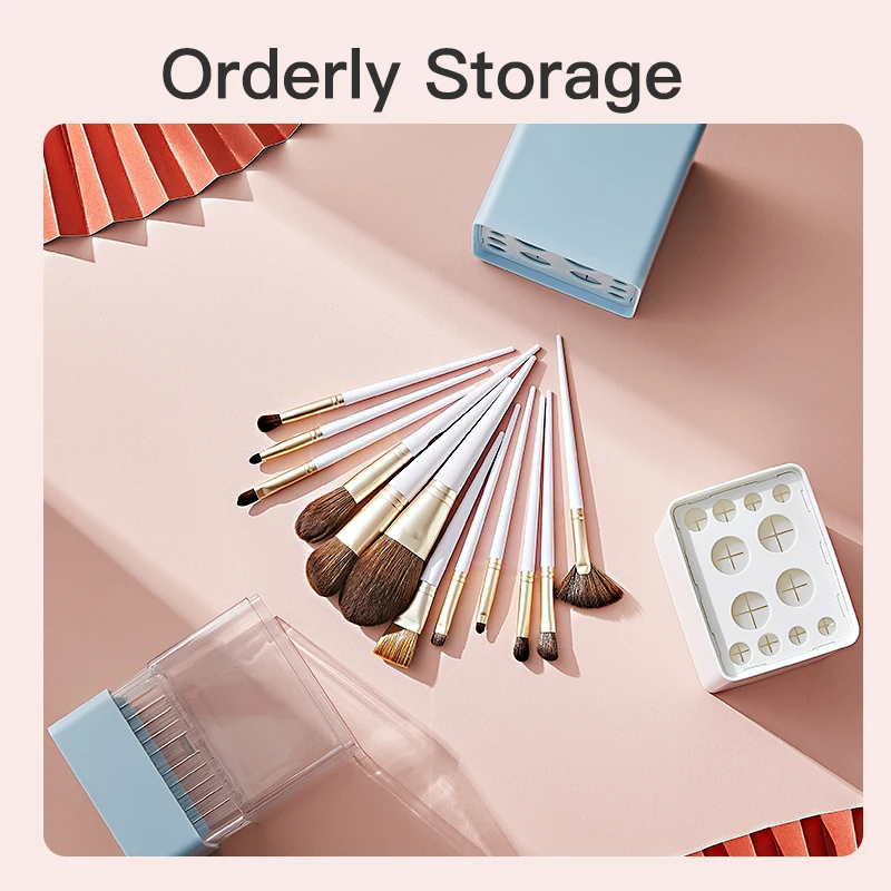 Women Makeup organizer Box 12 Silicone Holes for Clamping Pen Transparent Make up Brush Holder Cosmetic Storage Container |