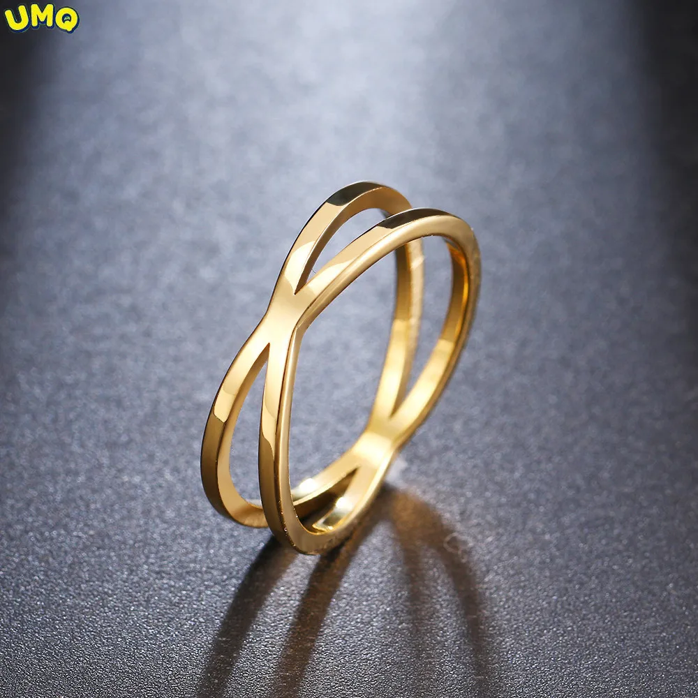 

Гладкое полое крестообразное кольцо из титановой стали, чистое золото 24 карата, 18 карат, европейский стиль, маленький дизайн, золото 18 карат