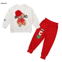 oashth spring new fashionable girl suit baby thin coat sweater pants childrens two piece set