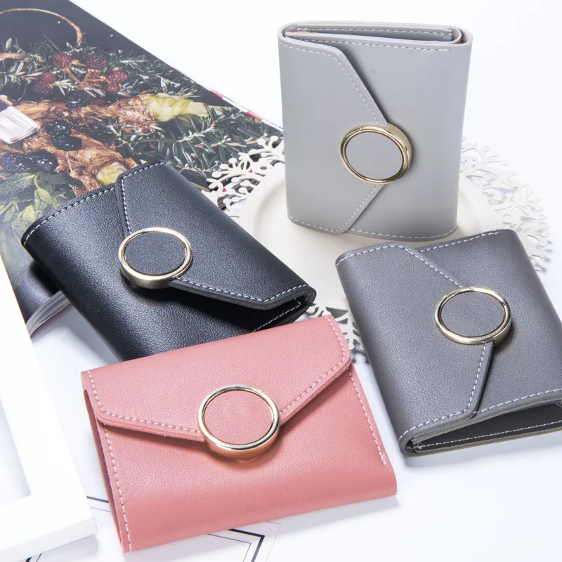 Wholesale Women Wallet Three Fold 0 Letter Lady Student Purse Cute Fashion Wallet Credit Card Bank Card Bus Card Purse Gifts