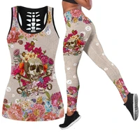 skull gamble game over hollow 3d print sleeveless shirt summer vest for women plus size yoga tank tops leggings suit