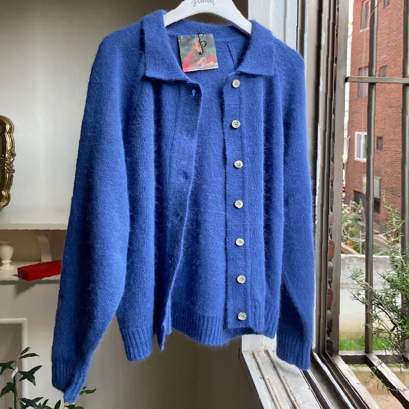 Южная Корея Dongdaemun осенне-зимний новый свитер с лацканами верхняя одежда женский