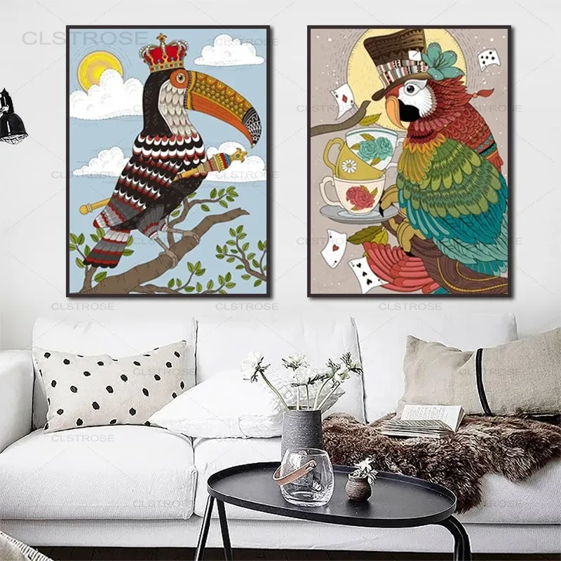 Скандинавский Мультяшный Постер С Животными Холст Искусство-современный