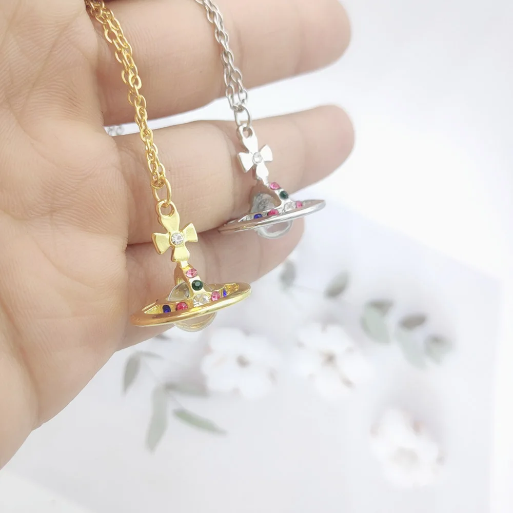 

Модное ожерелье с планетами земли для женщин, уникальное ожерелье с кристаллами в виде капли, Сатурн, Ретро ювелирные изделия, оптовая прода...