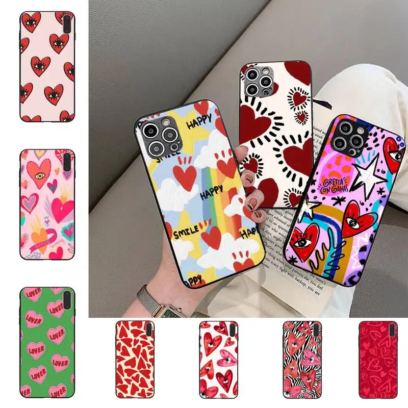 

Love Heart Phone Case for iPhone 11 12 13 Mini Pro Max 8 7 6 6S Plus X 5 SE 2020 XR XS Funda Case