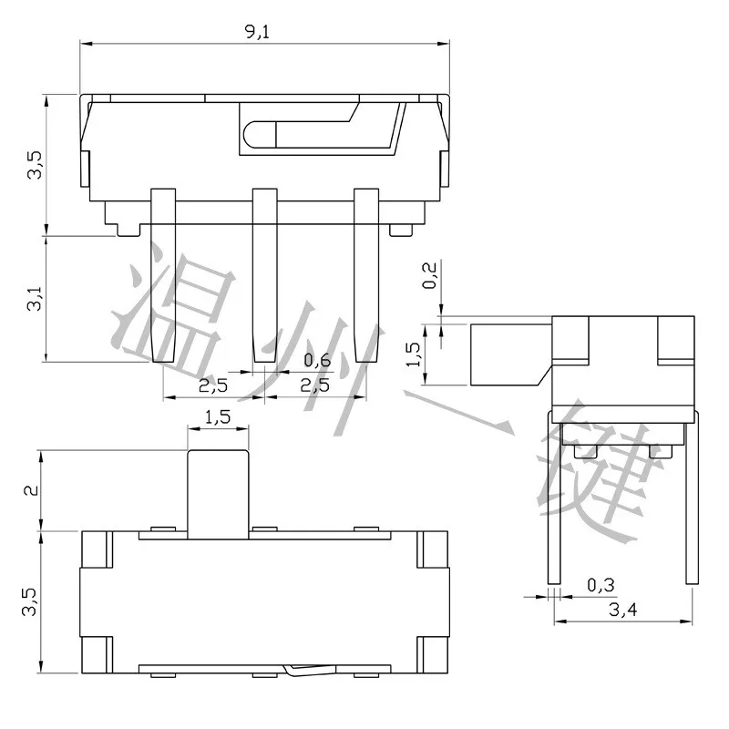 10 шт. планшетовый мини-переключатель 2P2T DPDT DIP 6 контактов