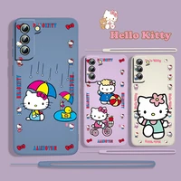 anime hellokitty girls for samsung galaxy s22 s21 s20 s10 5g note 20 10 ultra plus pro fe lite liquid rope phone case capa cover