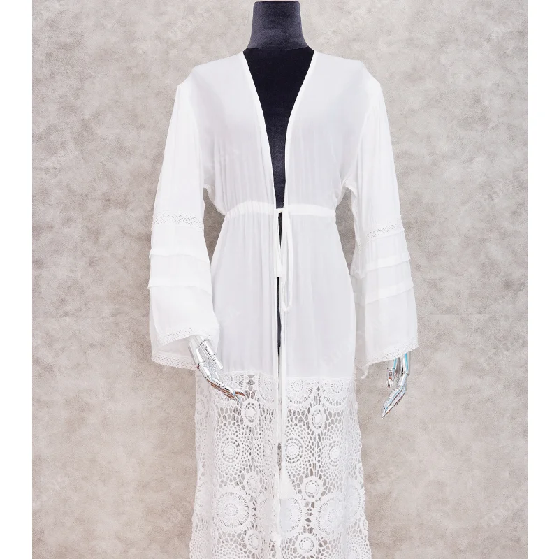 Beach Top Cotton Lace Hollow Sunscreen Cardigan Bikini Top Swimwear Beach Shawl Ladies Swimwear Beach Top Plus Size Summer Dress