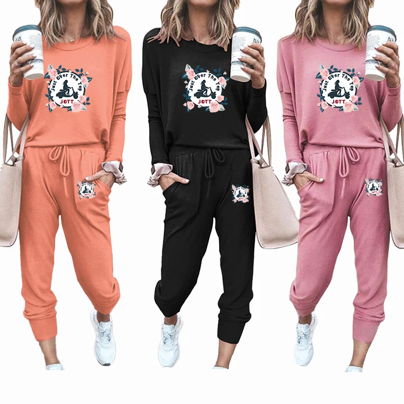 

Women's Spring Tracksuit Solid Color Sportswear Set Woman 2 Pieces Long Sleeve Hoodies and Sweatpants France Luxury Brand Suit