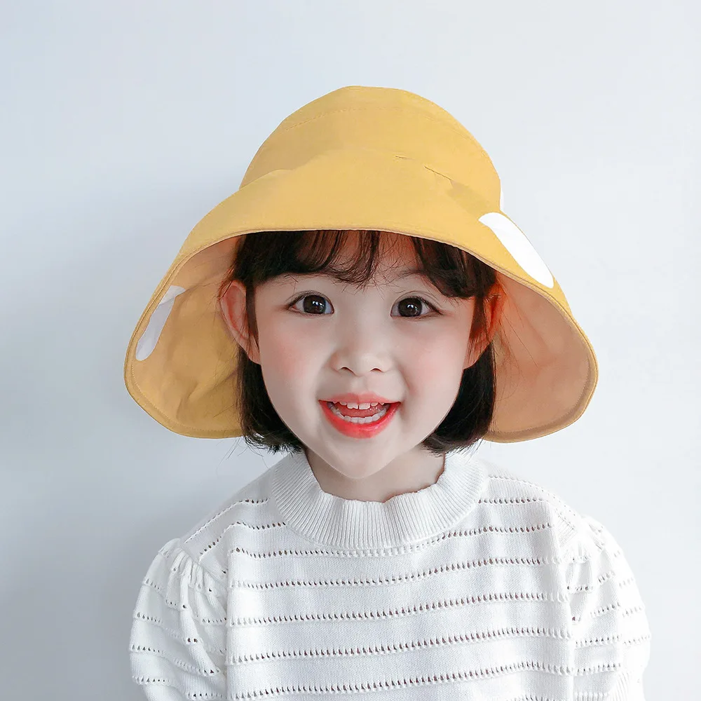 

2021 New Summer Children's Hat Wide Brim Kids Sun Hat Large Polka Dot Bucket Cap For Kids Outdoor Casual Beach Sunscreen Hats