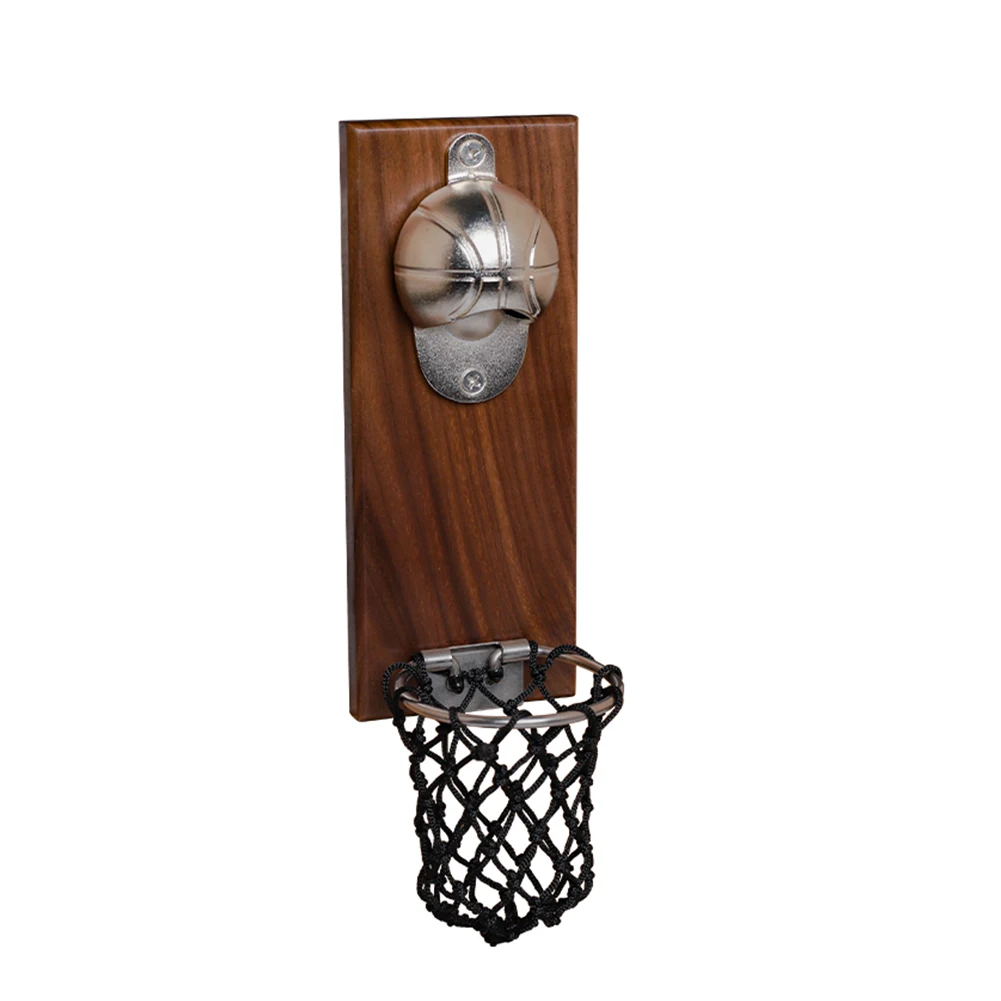 

Basketball Shot Refrigerator Magnets Accessories Bottle Opener Tools Wooden Wall Mounted Wine Beer Cap Collector Kitchen Gadget