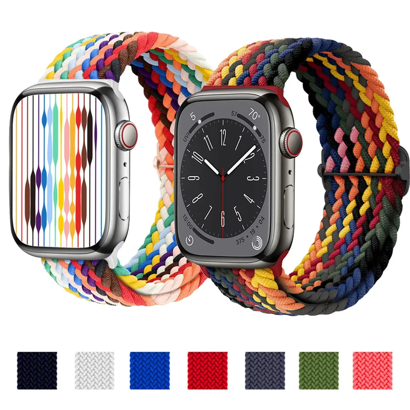 Фото Плетеный ремешок для Apple Watch 40 мм, 41 мм, 44 мм, 45 мм, 42 мм, 46 мм, браслет для iWatch серий se 3 5 6 7 8 9 10 11 Ultra3 2, ремешок 49 мм. №1