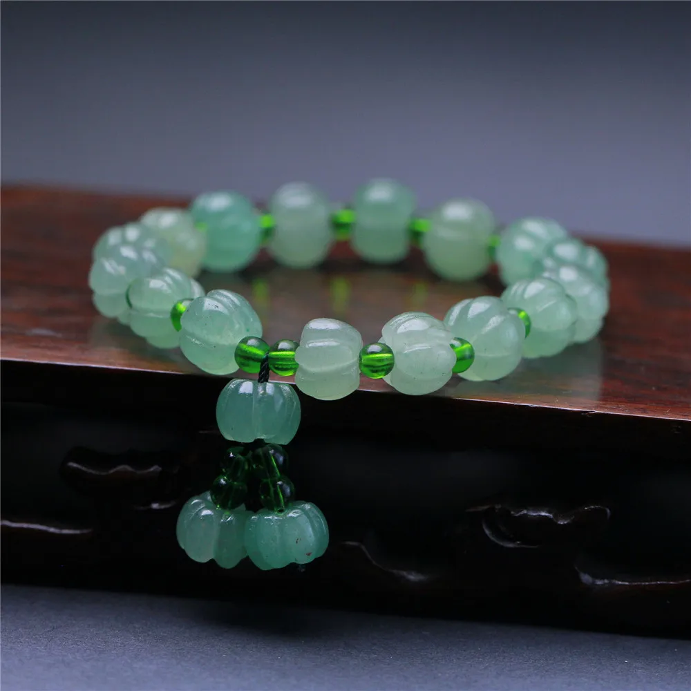 

Natural Green Quartzite Pumpkin Beads Bracelet Fashion Simple Healing Jewelry Men Women Charm Ornament Gift For Dropshipping