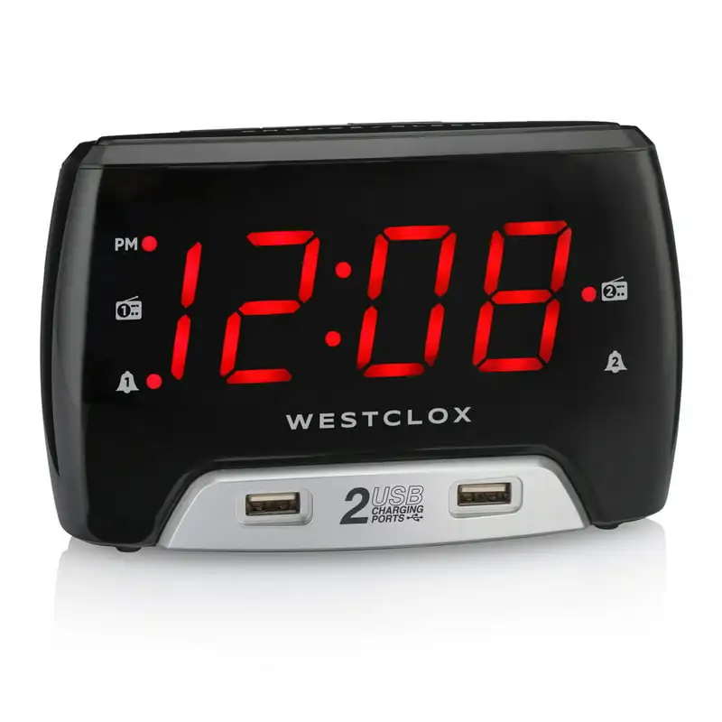 

1.4” Red LED Digital FM Clock Radio 2 USB Charging Port with Fast Charge