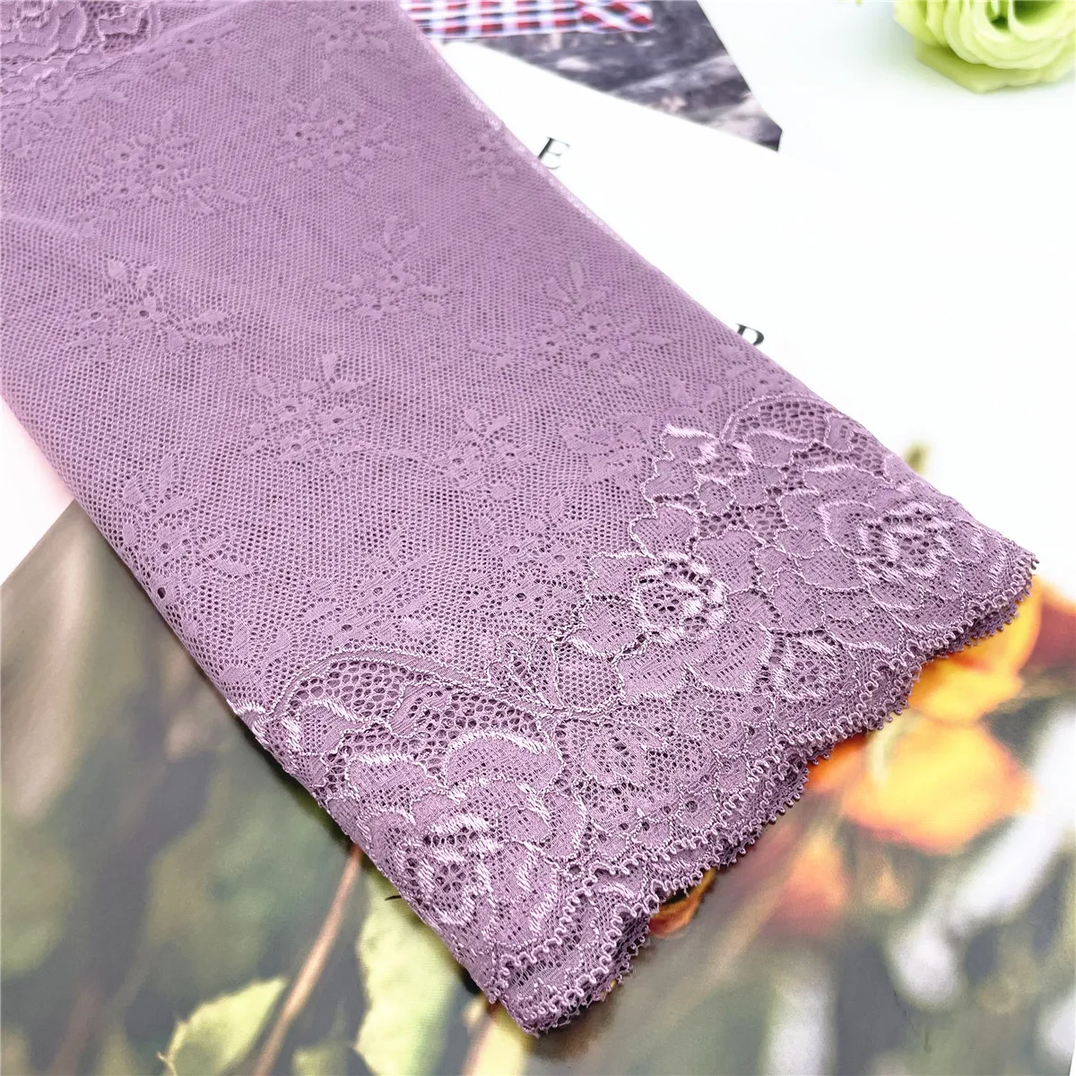 

3y/Lot Width 30cm Very Soft Purple Elastic Stretch Lace Trim Clothing Accessories Dress Sewing Applique Costume Lace Fabric