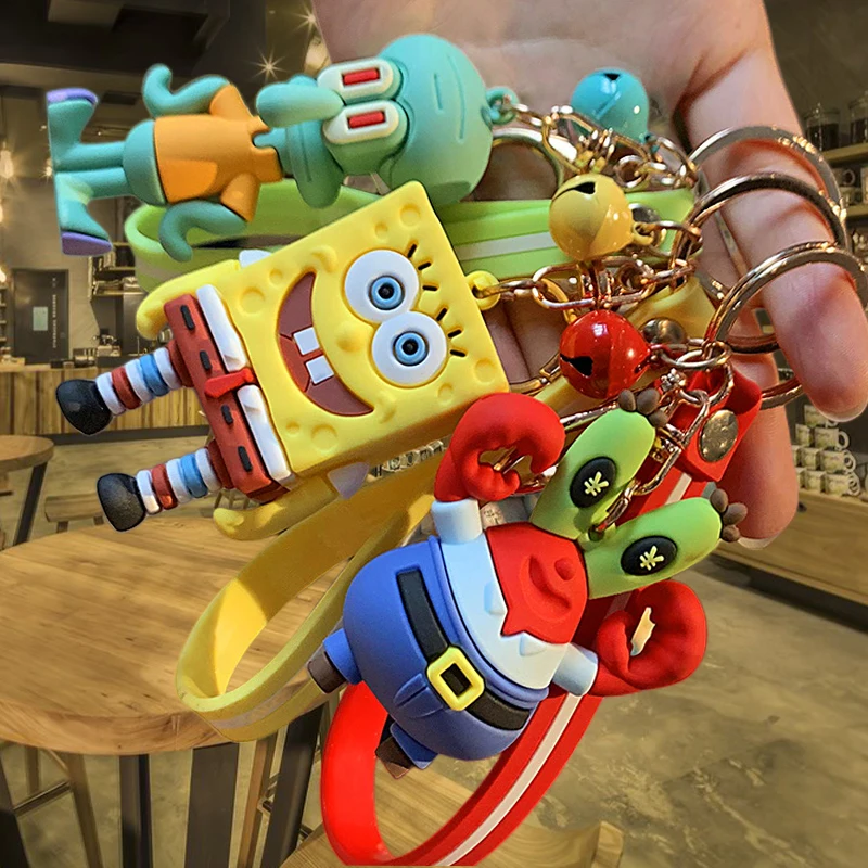 LLavero de Bob Esponja Pop inquieto, juguetes antiestrés, personaje de Anime, pareja, llavero de coche, bolso colgante, accesorios, regalos