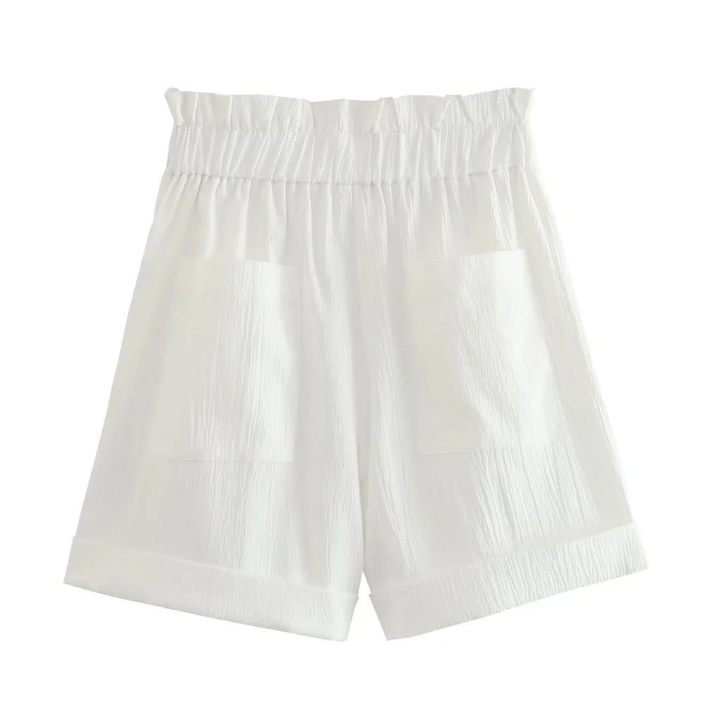 Women White Crop Vest Shorts 2 Piece Set Summer Office Lady Single Breasted Slim Top and High Waist Straight Shorts Casual Suit