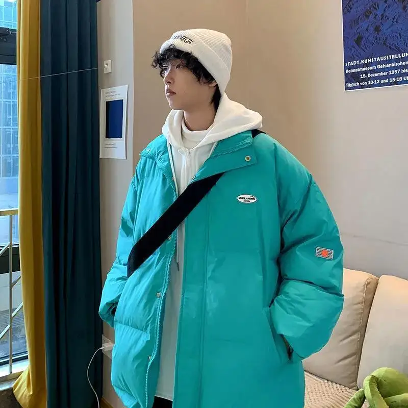 Fake Two Pieces of Autumn and Winter New Simple Fashion Trend Casual Cotton Coat Plus Velvet Thick Thick Warm Jacket