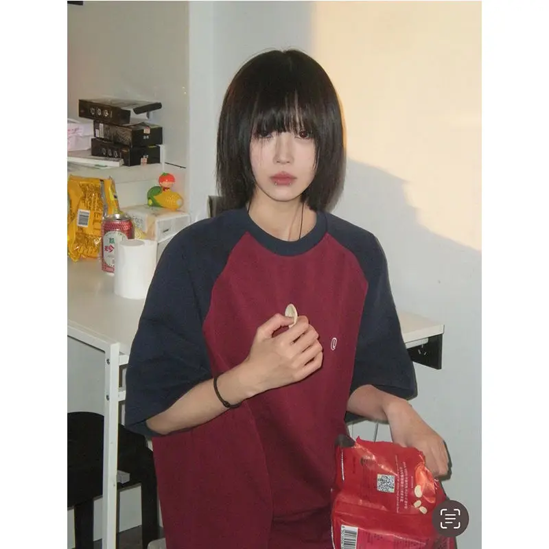 Женская футболка с коротким рукавом реглан в американском и японском стиле