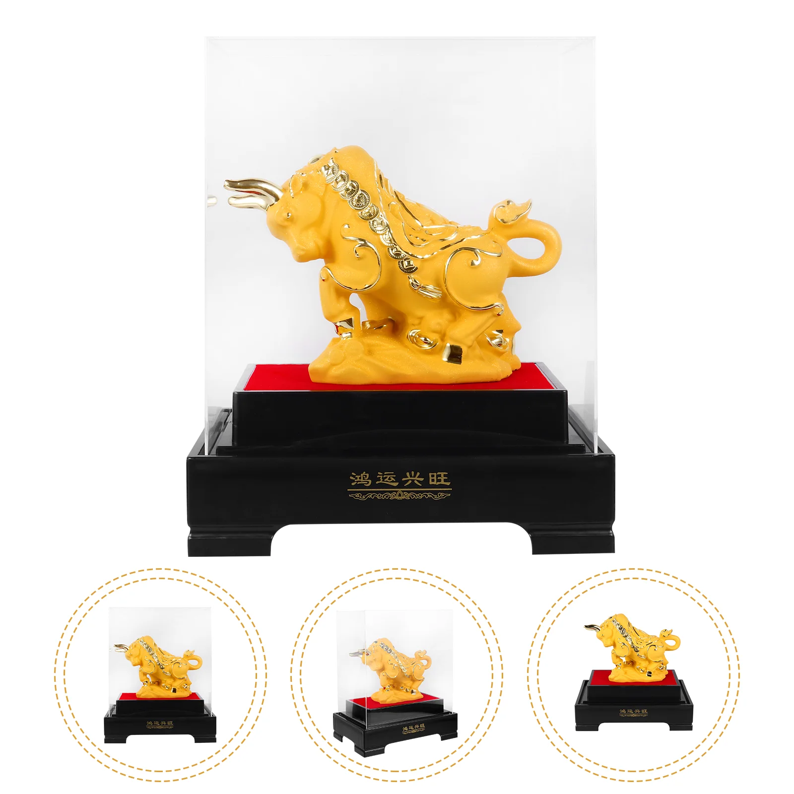 

1pc 2021 Chinese Zodiac Ox Year Resin Figurine Table Decor Statue