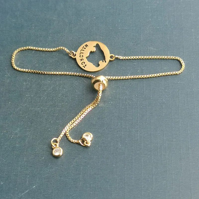 

12 Pieces Gold Mallorca Bracelet Stainless Steel Spain Islands Wristband With Copper Chain Jewelry Adjustable Size Wholesale