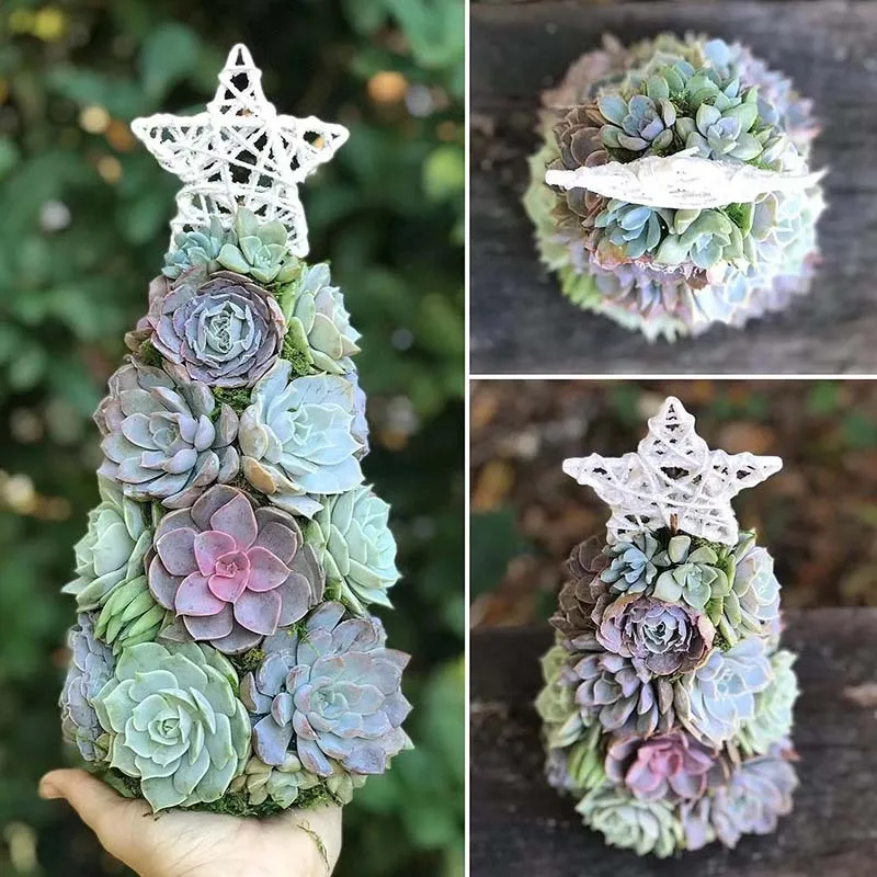 

Christmas Tree Fleshy Decoration Artificial Green Flocking Fake Plants Simulation Plants Desktop Wedding Party Home Decor