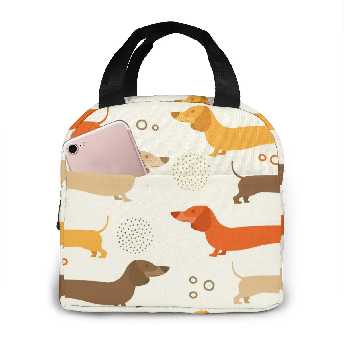 

Insulated Lunch Bag Cute Dachshound Thermal Tote Bags Cooler Picnic Food Lunch Box Bag for Women Teens Kids Work School