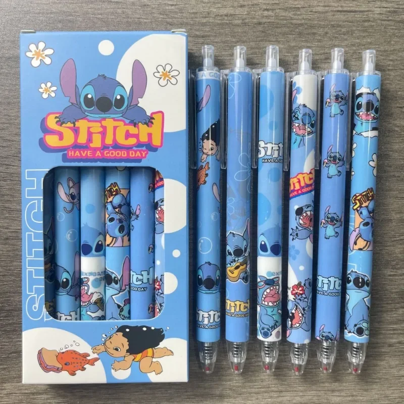 6 шт. шариковая ручка Disney Stitch мультяшная аниме милая для нажатия обучающие